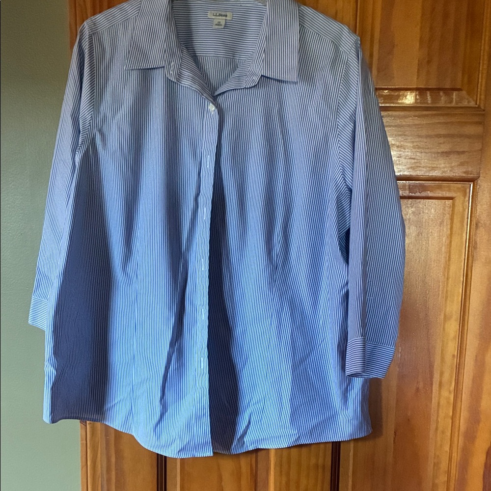 L.L. Bean Blue Striped Blouse